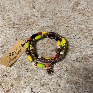 Patricia Nash Yellow and Red Bohemian Wrap Bracelet stretch